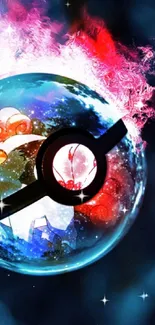 Vibrant anime sphere with fiery colors, perfect for phones.