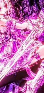 Anime warrior with purple sword costume