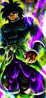 Vibrant anime warrior with intense aura