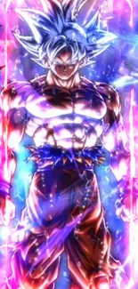 Anime warrior in vibrant colors with glowing effects.