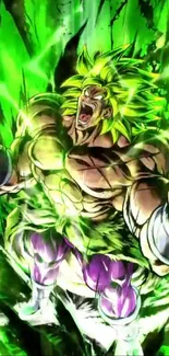 Anime warrior with vibrant green energy.