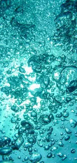 Vibrant aqua bubbles in underwater scene on mobile wallpaper.