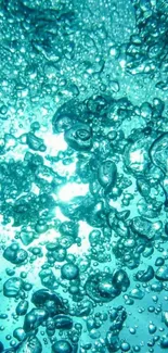 Vibrant aqua bubbles in dynamic water