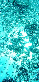 Vibrant aqua bubbles wallpaper with shimmering water droplets