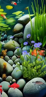 Vibrant aquarium with fish and plants