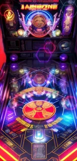 Vibrant neon-lit arcade pinball machine wallpaper.