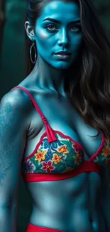 Fantasy art portrait with vibrant colors.