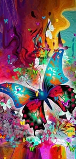 Colorful butterfly artwork with vibrant shades and abstract design.