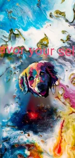 Colorful abstract dog artwork mobile wallpaper.