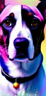 Colorful neon dog wallpaper with vibrant psychedelic hues.