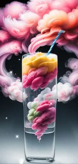 Vibrant mobile wallpaper with artistic colorful drink.