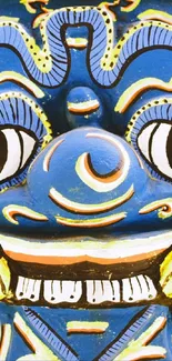 Vibrant blue elephant mask design.