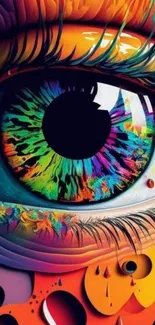 Colorful artistic eye design wallpaper for mobile phones.