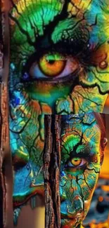 Colorful artistic depiction of a surreal face