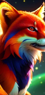 Vibrant fox in colorful artistic design for mobile wallpaper.