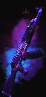 Neon-styled gun with colorful smoke design.