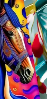 Colorful artistic horse wallpaper with a vibrant abstract style.