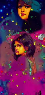 Colorful digital illustration with vibrant artistic elements.