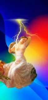 Artistic wallpaper with lightning and colorful abstract background.