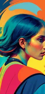 Artistic portrait with vibrant colors and dynamic design.