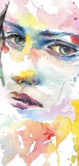 Colorful watercolor portrait with vivid hues and expressive details.