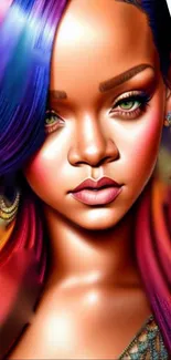 Colorful artistic portrait with vibrant hues.