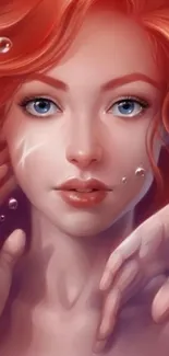 Artistic redhead with vivid colors in digital wallpaper.