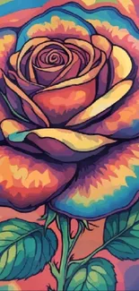 Colorful psychedelic rose artwork wallpaper.