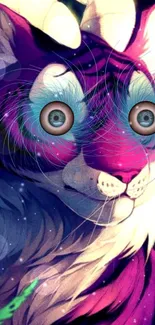 Vibrant fantasy tiger with surreal eyes and cosmic background.