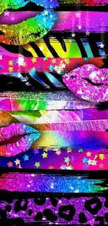 Colorful vibrant wallpaper with artistic strokes and glitter.