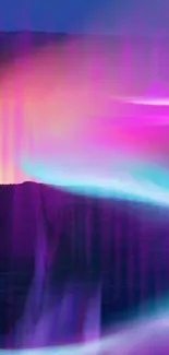 Colorful abstract aurora wallpaper with purple, blue, and orange gradients.