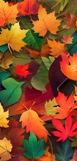 Vibrant autumn leaves covering a smartphone screen.