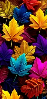 Colorful maple leaves create a vibrant mobile wallpaper.