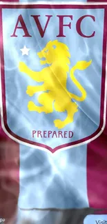 AVFC logo with lion on maroon background for mobile wallpaper.