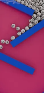 Geometric pink path with cascading patterned balls.