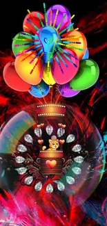 Colorful balloon fantasy wallpaper with vibrant art elements.