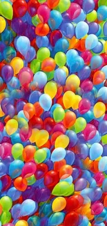 A vibrant mobile wallpaper with colorful balloons.