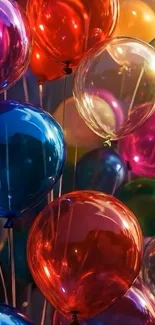 Colorful balloons floating in a festive arrangement.