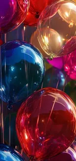 Colorful floating balloons create a vibrant and festive mobile wallpaper.