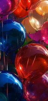 Colorful balloons floating vibrantly in the air.