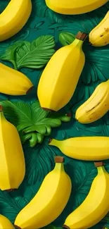 Tropical banana and leaf pattern wallpaper.