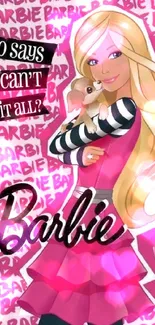 Barbie mobile wallpaper with pink background and stylish design.