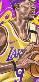 Basketball comic art with vibrant colors and dynamic illustration.