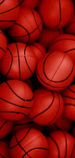 Red basketballs pattern on mobile wallpaper.