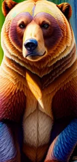 Vibrant and colorful bear art wallpaper for mobile screens.