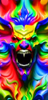 Vibrant beast artwork with colorful abstract design.