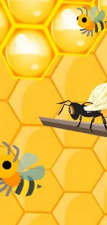 Animated bees and honeycomb mobile wallpaper.