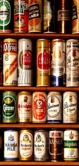 Vibrant collection of beer cans in a decorative style.