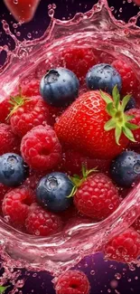 Refreshing splash of vibrant berries with raspberries and blueberries.