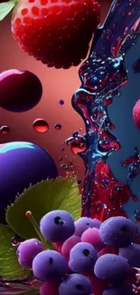 Vibrant berries splash with colorful background.